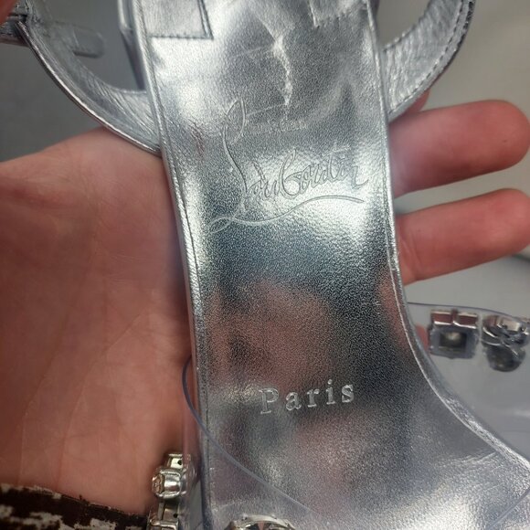 Christian Louboutin Queenie PVC Wedding Silver Jewel Sandal - Picture 5 of 13
